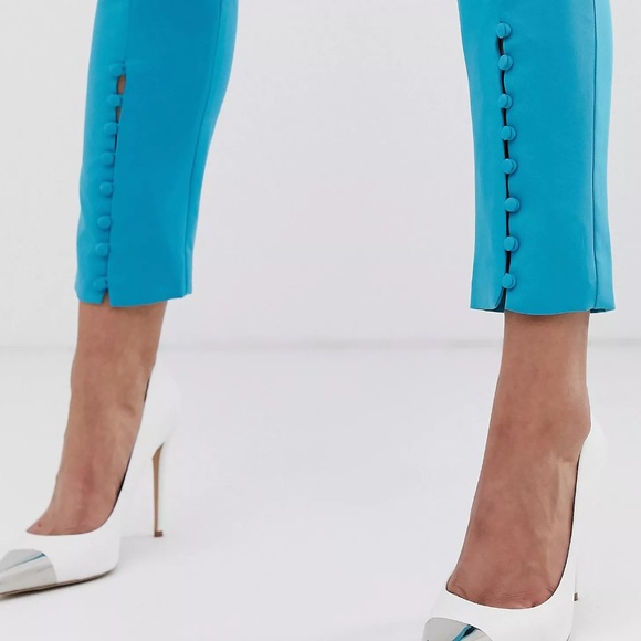 Turquoise Tapered Trousers - Picture 2 of 3